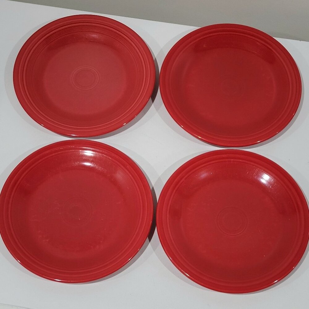 4 fiestaware scarlet dinner plates
